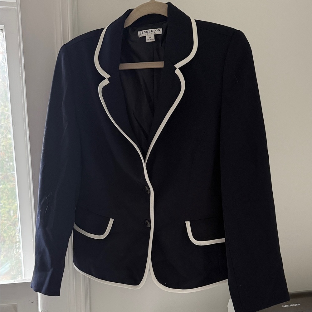 Vintage Pendleton Dark Blue Blazer with White Trim